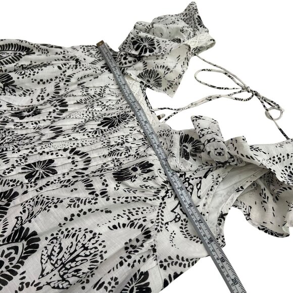 Maeve Flutter Sleeve Babydoll Cottagecore Mini Dress White Black M Boho Coastal - Picture 10 of 11